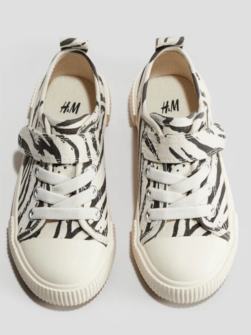 H&M Kids Zebra-Print Canvas Sneakers - Black & White